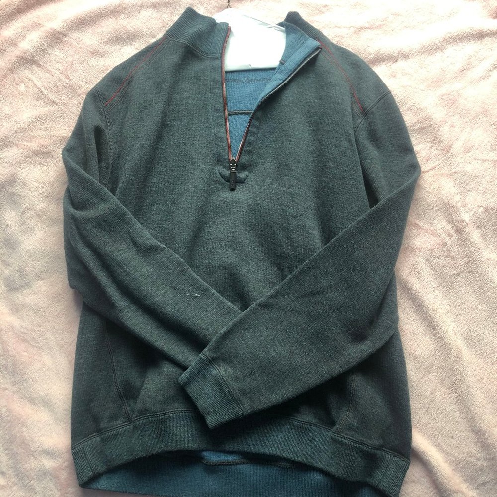 grey 1/4 zip sweater